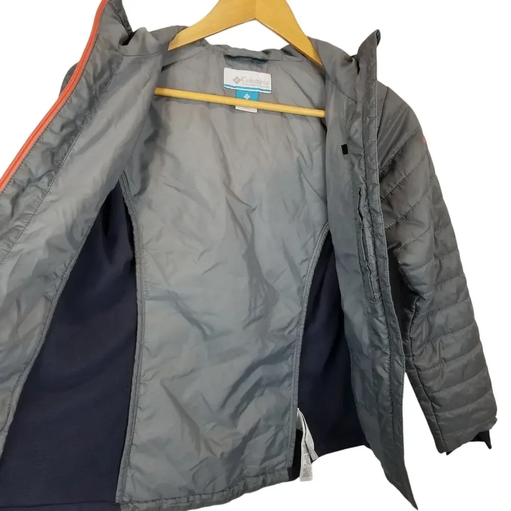 Columbia Youth Kids Unisex Hooded Zip Front Jacket Gray Size Medium 10-12
